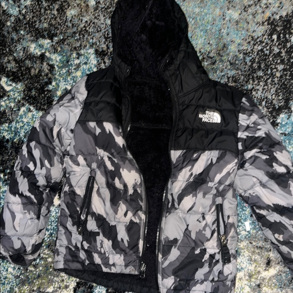 The North Face Black and White Camo Jacket